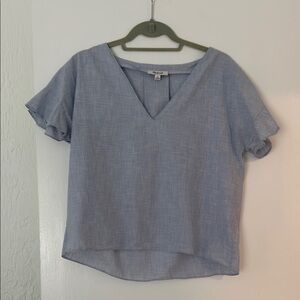 Madewell Light Blue V-Neck Blouse